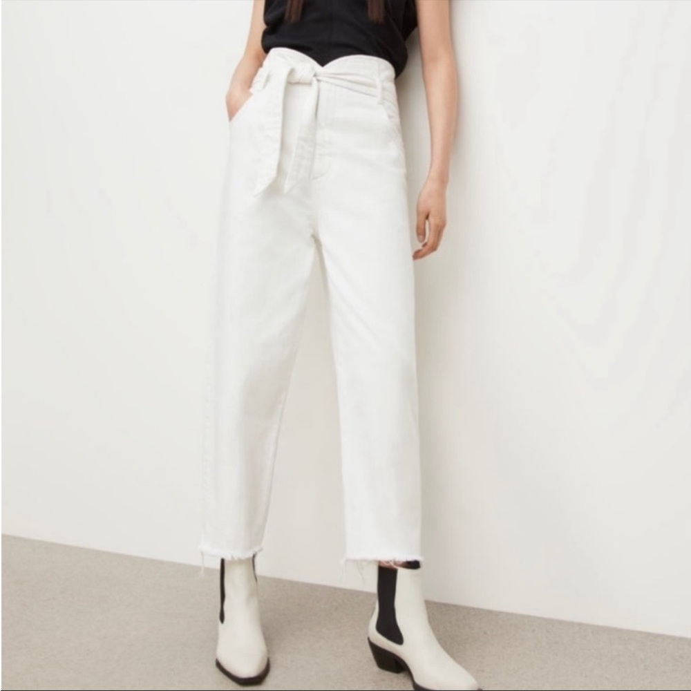 NWT All Saints Sammy White Paper Bag Cropped DenimUS 8 (feels like 10) Reg. $219
